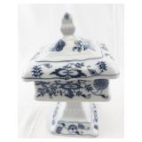 Blue Danube Covered Pedestal Wedding Bowl Porcelain Japan
