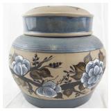 Hand-Painted Pottery Jar with Lid by H. Ruby