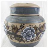 Hand-Painted Pottery Jar with Lid by H. Ruby