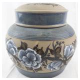 Hand-Painted Pottery Jar with Lid by H. Ruby