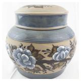Hand-Painted Pottery Jar with Lid by H. Ruby
