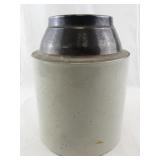 Vintage Stoneware Crock with Dark Glazed Rim