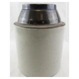 Vintage Stoneware Crock with Dark Glazed Rim