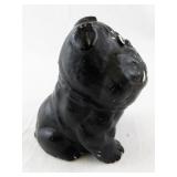 Vintage Black Bulldog Figurine Chalkware Dog
