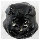 Vintage Black Bulldog Figurine Chalkware Dog