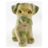 Vintage Chalkware Dog Figurine with Green Highlights