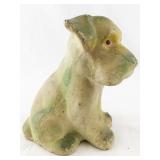 Vintage Chalkware Dog Figurine with Green Highlights