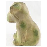 Vintage Chalkware Dog Figurine with Green Highlights