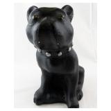 Vintage Black Bulldog Chalkware Figurine with Studded Collar