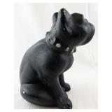 Vintage Black Bulldog Chalkware Figurine with Studded Collar