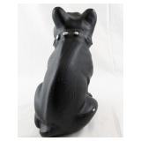 Vintage Black Bulldog Chalkware Figurine with Studded Collar
