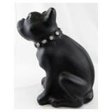Vintage Black Bulldog Chalkware Figurine with Studded Collar