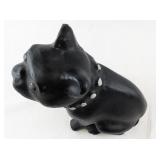 Vintage Black Bulldog Chalkware Figurine with Studded Collar