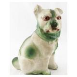 Antique Cast Chalkware Dog Figurine with Green Accents