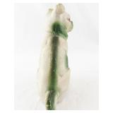 Antique Cast Chalkware Dog Figurine with Green Accents