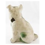 Antique Cast Chalkware Dog Figurine with Green Accents
