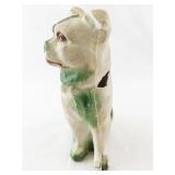 Antique Cast Chalkware Dog Figurine with Green Accents