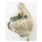 Antique Cast Chalkware Dog Figurine with Green Accents