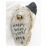 Vintage Handcrafted Dog Head Ornament 1998 Signed