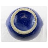 Vintage Blue Art Pottery Vase with Double Handles