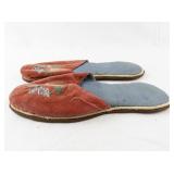 Pair of Vintage Embroidered Slippers with Floral and Butterfly Design