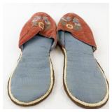 Pair of Vintage Embroidered Slippers with Floral and Butterfly Design