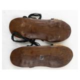 Vintage Handmade Leather Sandals with Woven Wool Accents