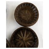 Set of 2 Decorated Lidded Wicker Baskets with Beaded Accents
