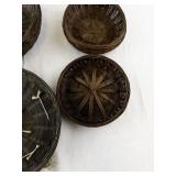 Set of 2 Decorated Lidded Wicker Baskets with Beaded Accents