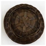 Set of 2 Decorated Lidded Wicker Baskets with Beaded Accents