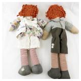 Pair of Vintage Raggedy Ann and Andy Cloth Dolls