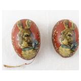 Vintage Paper Mache Easter Egg Boxes with Rabbit Design