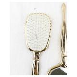 Vintage Vanity Set with Floral Hand Mirror, Brush, and Comb
