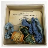 Vintage Toy Knitting Outfit and Wooden Doll Hutch