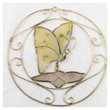 Stained Glass Butterfly Suncatcher with Gold Wire Frame