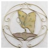 Stained Glass Butterfly Suncatcher with Gold Wire Frame