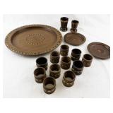 Venezuelan Colonia Tovar Handcrafted Wooden Serving Set with Geometric Inlay
