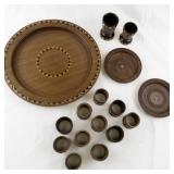 Venezuelan Colonia Tovar Handcrafted Wooden Serving Set with Geometric Inlay