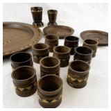 Venezuelan Colonia Tovar Handcrafted Wooden Serving Set with Geometric Inlay