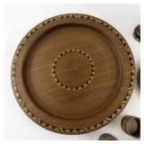 Venezuelan Colonia Tovar Handcrafted Wooden Serving Set with Geometric Inlay