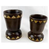 Venezuelan Colonia Tovar Handcrafted Wooden Serving Set with Geometric Inlay