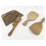 Set of 4 Vintage Wooden Butter Paddles and Boards