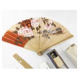 Collection of 4 Vintage Handheld Fans with Boxes and Letteropeners