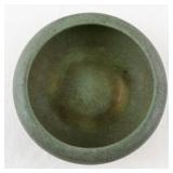 Matte Green Art Pottery Bowl with Rounded Rim