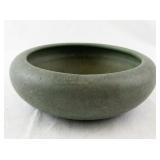 Matte Green Art Pottery Bowl with Rounded Rim