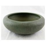 Matte Green Art Pottery Bowl with Rounded Rim