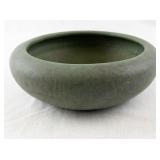 Matte Green Art Pottery Bowl with Rounded Rim