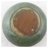 Matte Green Art Pottery Bowl with Rounded Rim