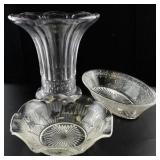 Vintage Glassware Collection with Half Frosted Yellow Pitcher and Decorative Bowls
