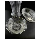 Vintage Glassware Collection with Half Frosted Yellow Pitcher and Decorative Bowls